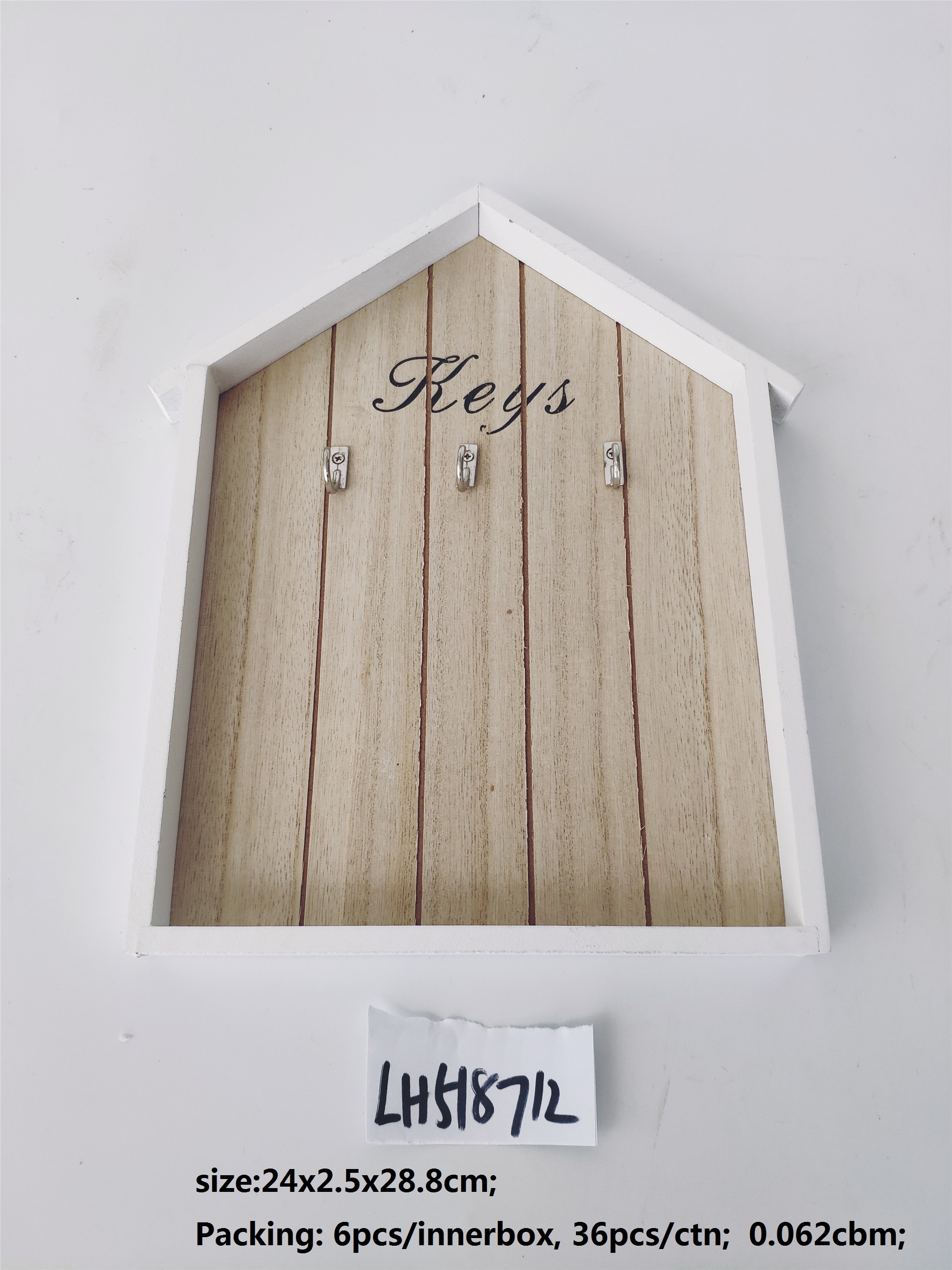 Customized manual wall mounted wooden iron hook key box