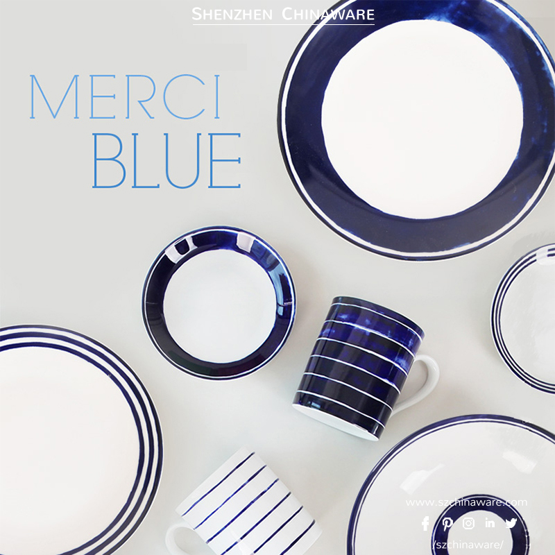 Porcelain New Bone China Tableware Blue LineP157 Tableware Tableware SZChinaware Porcelain Set Flat Plate Blue Line Bowl Sets dinnerware