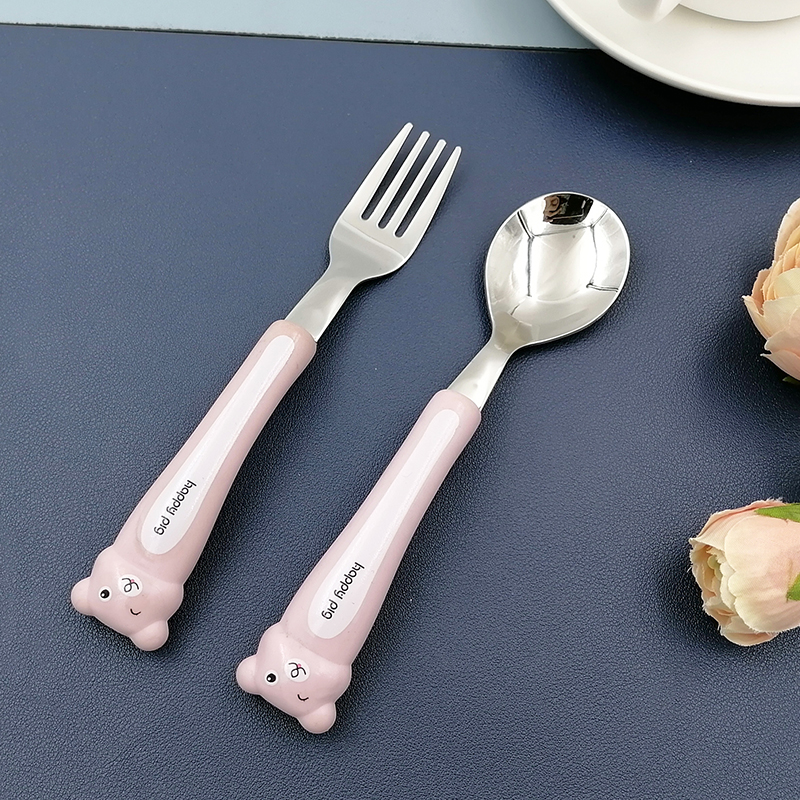 304 childrend cutlery with cute animal plastic handle