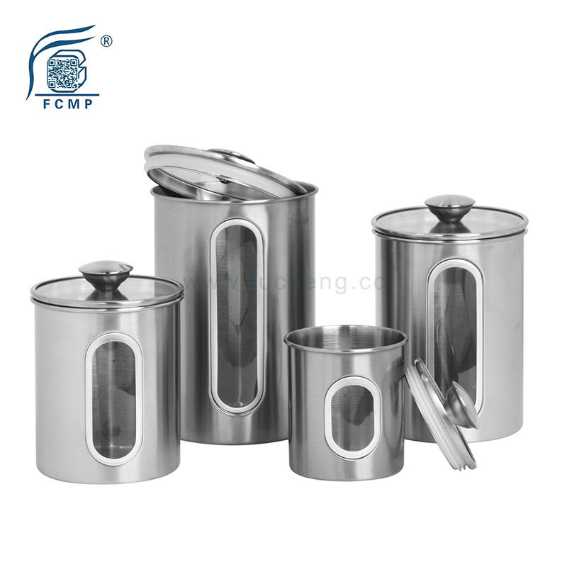 Stainless steel glass lid CANISTER storage jar