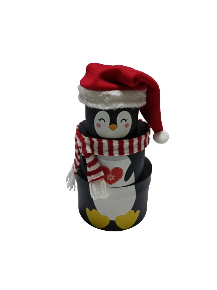 S/3 Round Paper Box Christmas Design