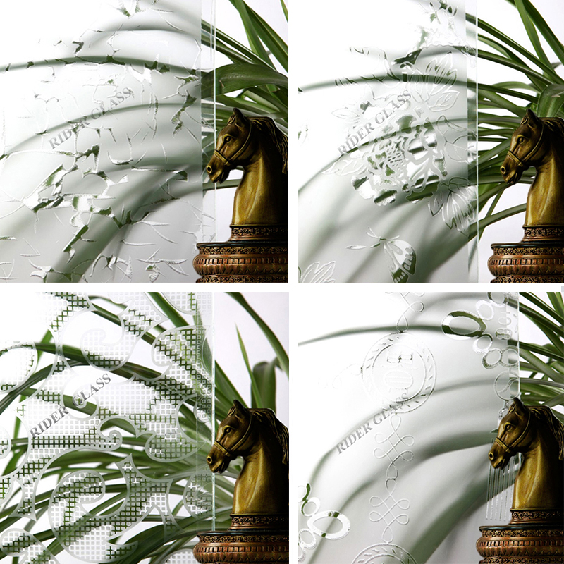 Vertical concave acid-etched glass