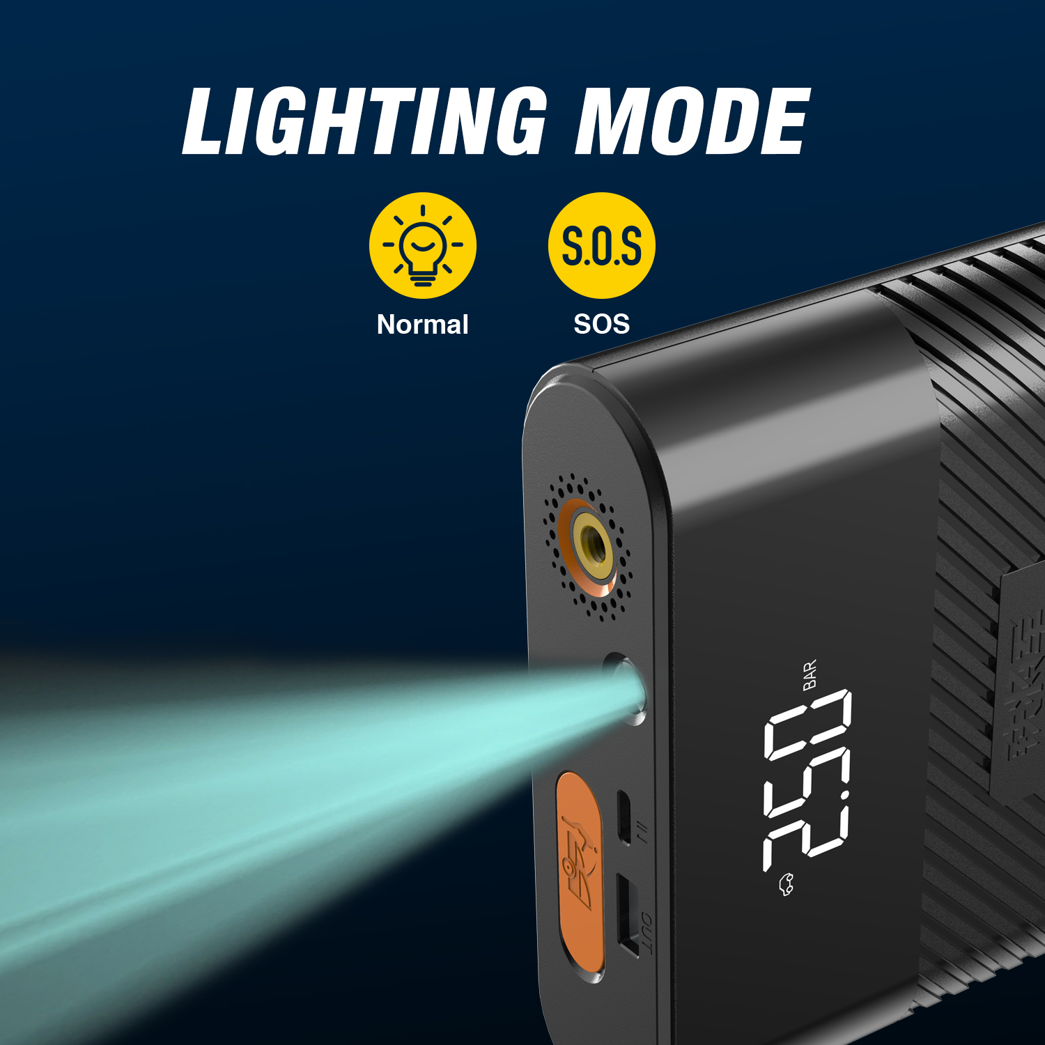 2-in-1 portable tire inflator