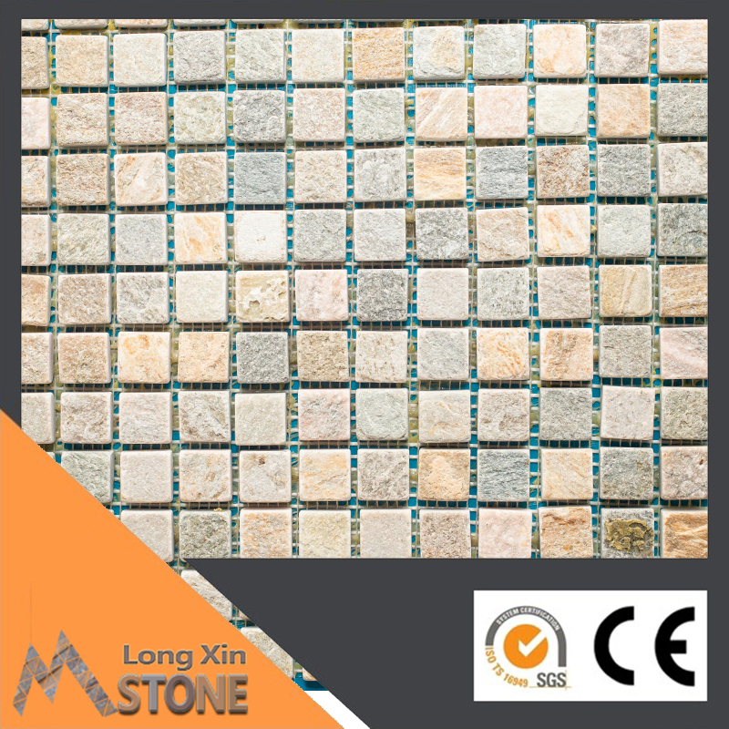 Natural oyster slate stone cubic mosaics tile 305X305 CM