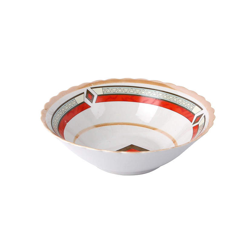 7 inch salad bowl with flower decal//silver line