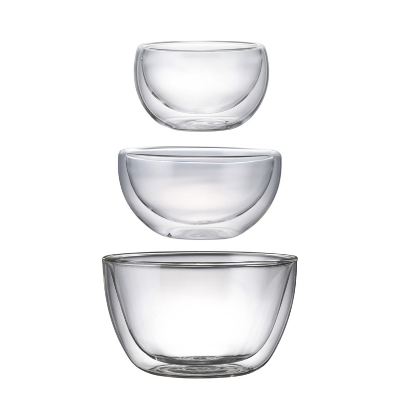 Double wall borosilicate glass bowl
