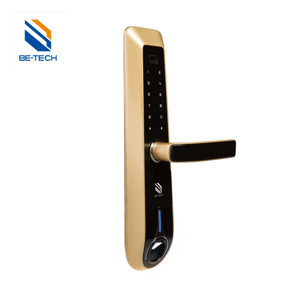 必达指纹感应密码家庭智能门锁金色无钥匙门锁电子锁