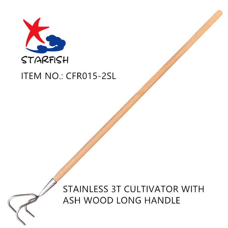 Stainless 3t Cultivator With Ash Wood Long Handle