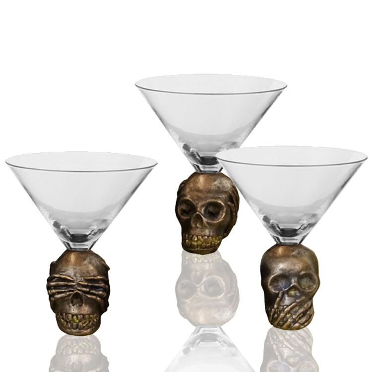 new products clear glass cocktail martina glass with skull thick bottom glassware at