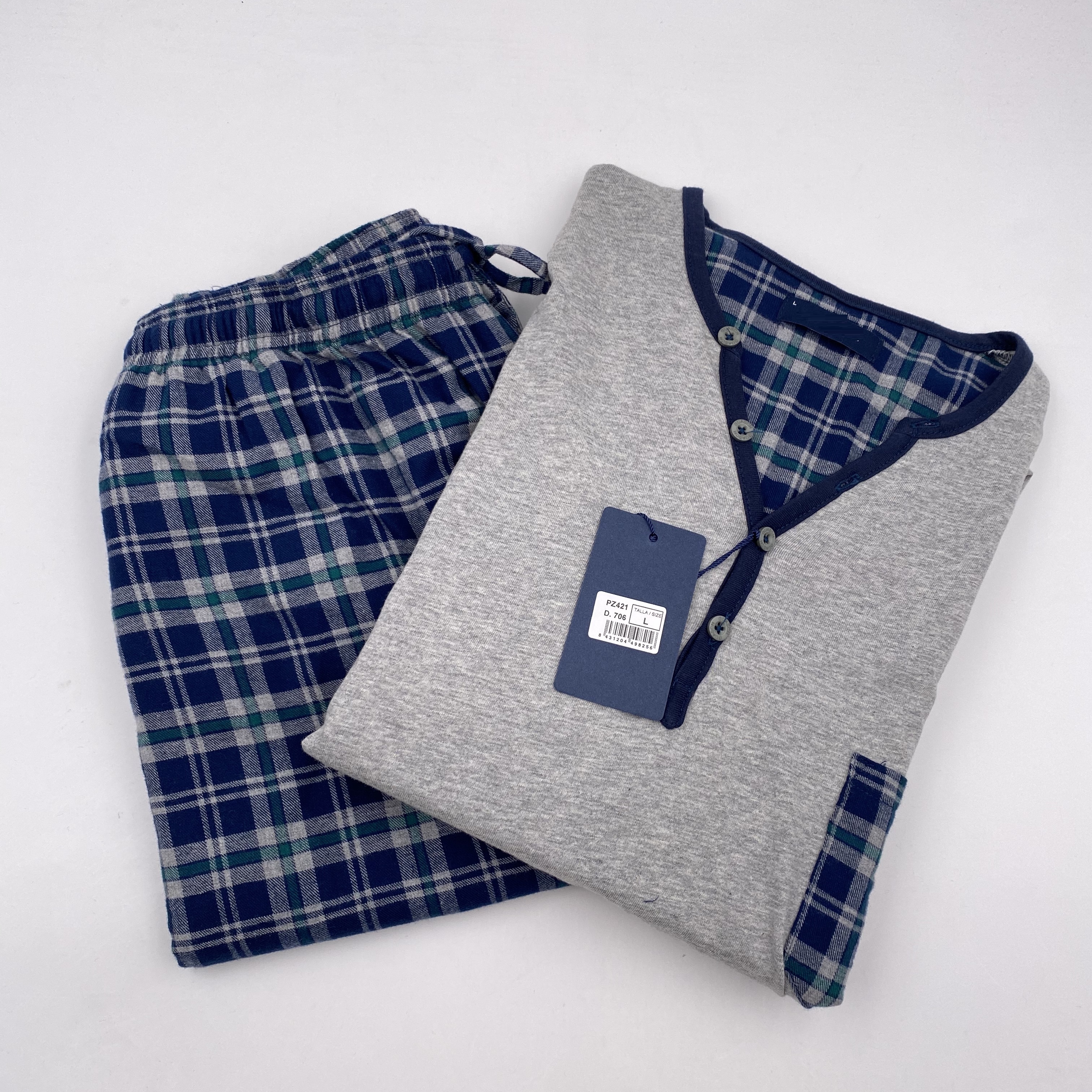 Men's 100%cotton mixed pajamas