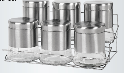Glass canister set with stand