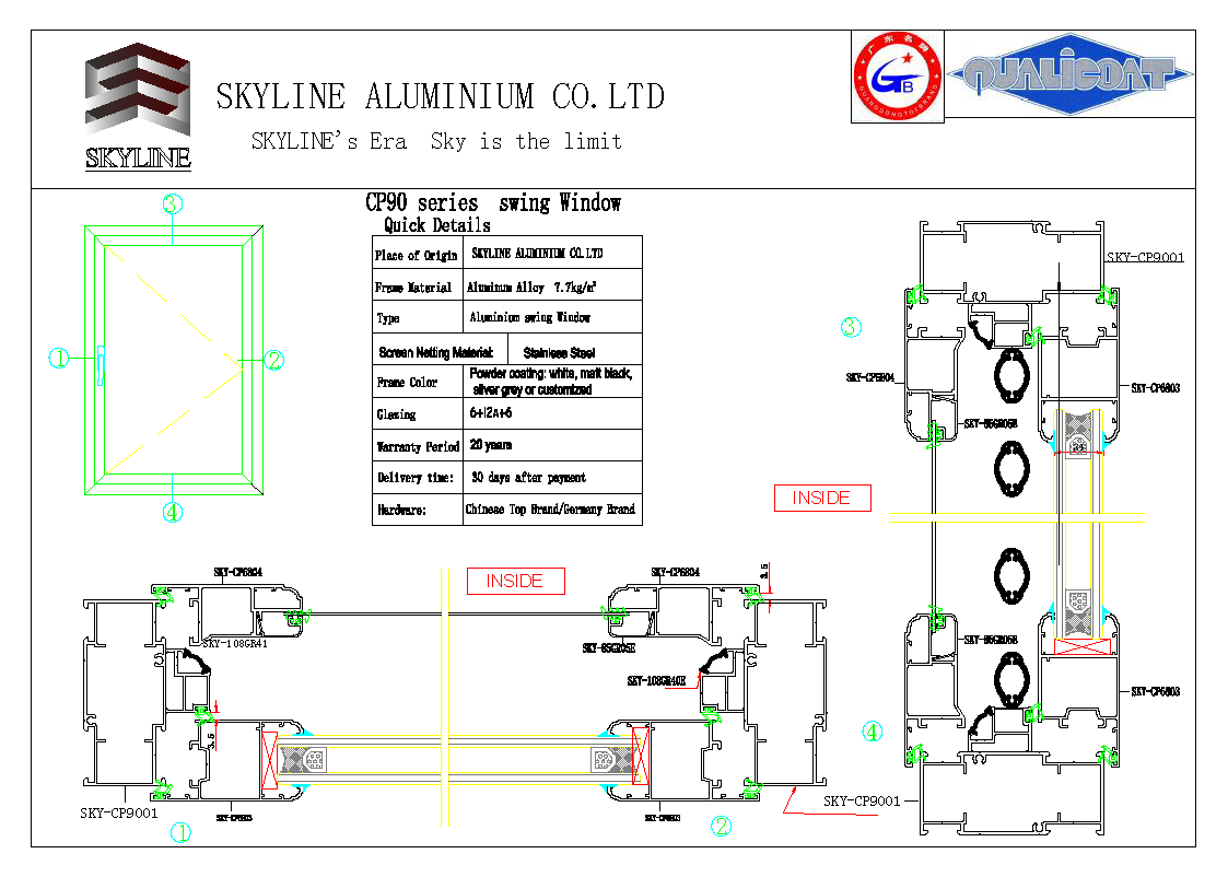 SKYLINE CP 90 series swing window