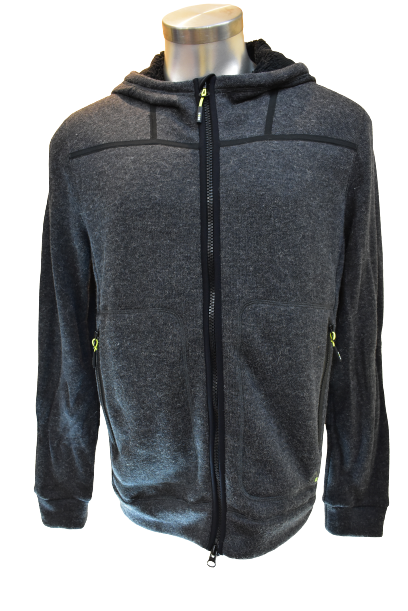 Mens hoodie sweater leisure coat with full zip wool cardigan