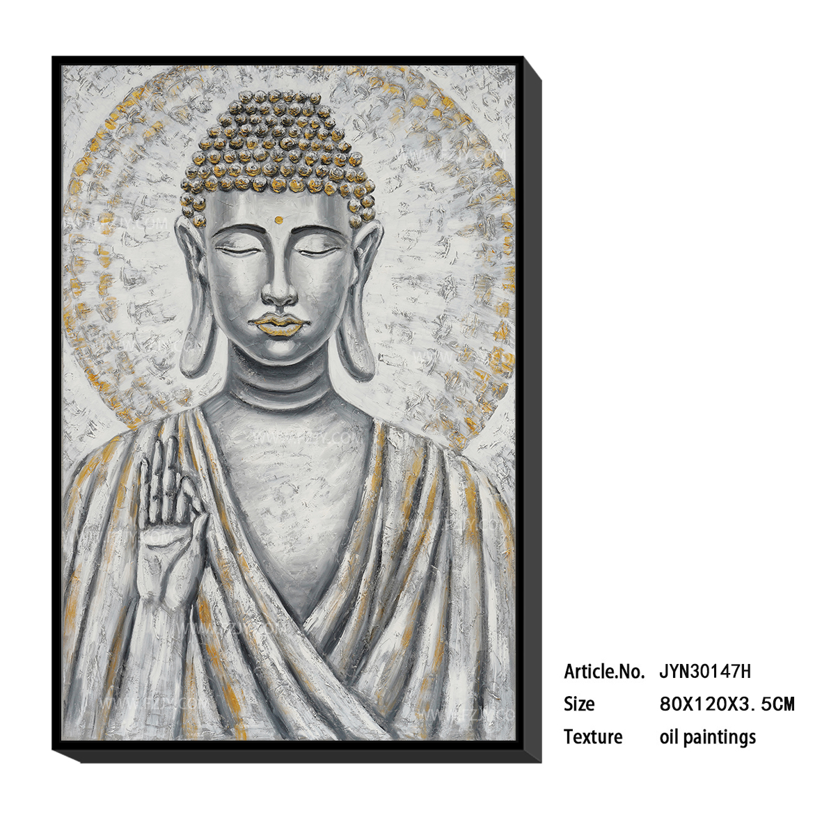Newest design Buddha canvas oil painting with frame home wall decor