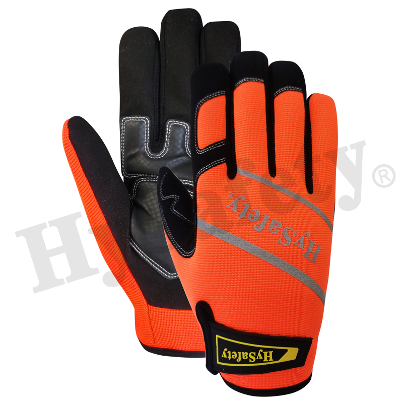 Mechanics gloves, synthetic leather glove, work gloves, reflective glove