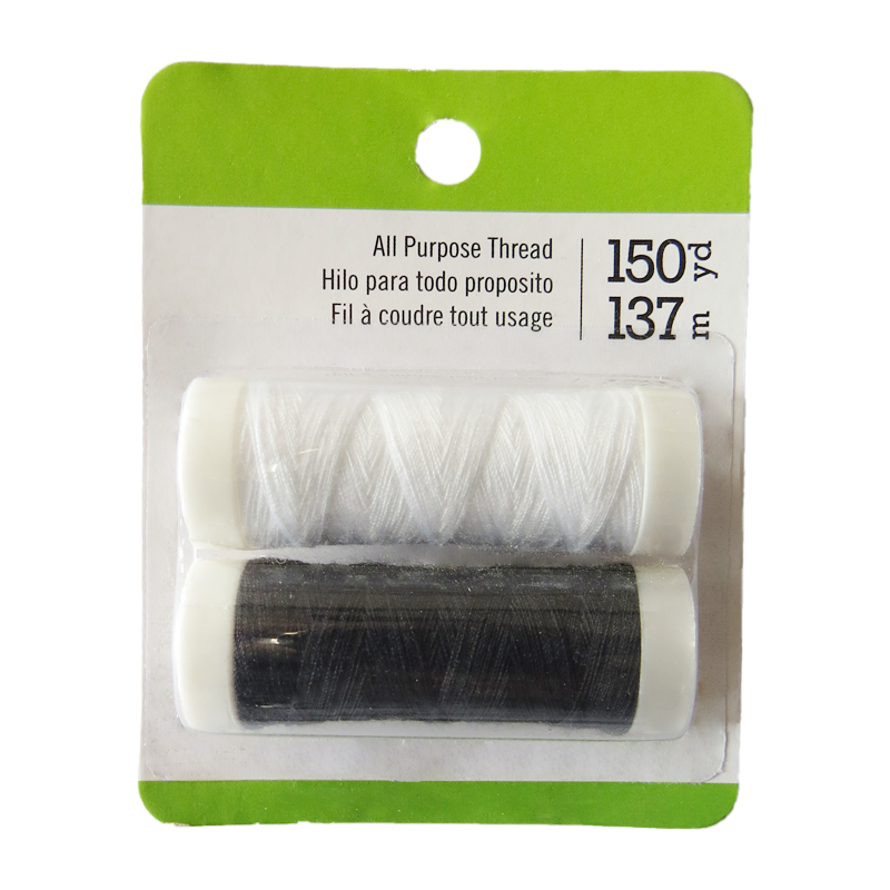 Black and white polyester thread