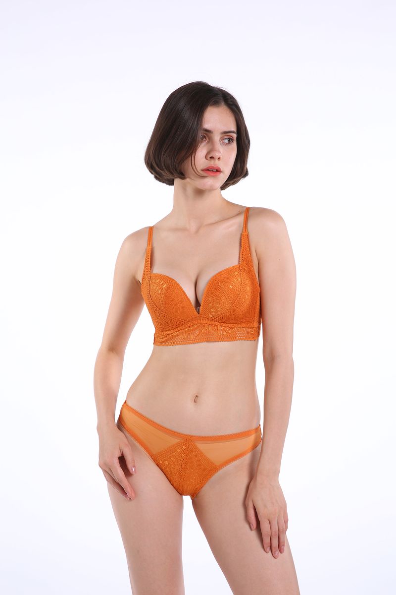 New Design Ladies girls Woman Underwear Sexy lace Lingerie Push up Wire Free Bra and Bikini Brief Set