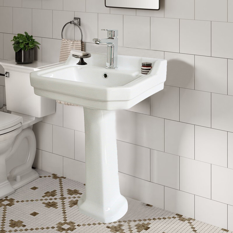 SUNRISE Full Pedestal Basin washroom vanity with vessel basin