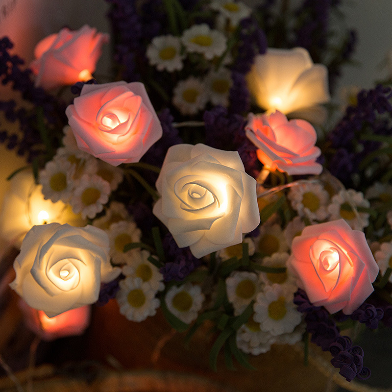 Led rose flower string light for indoor party
