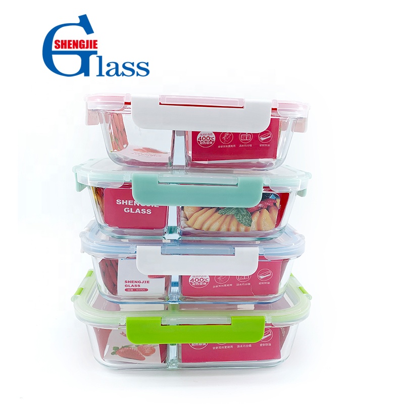 NEW Borosilicate Glass Food Container With Plastic Detachable Transparent Lids