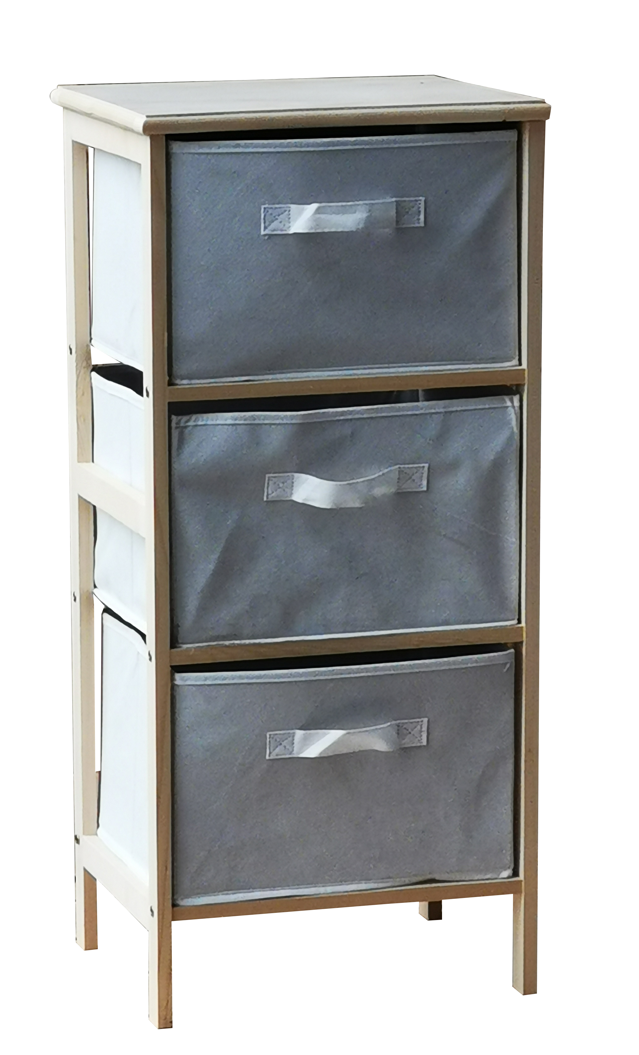 wooden cabinet with fabirc box