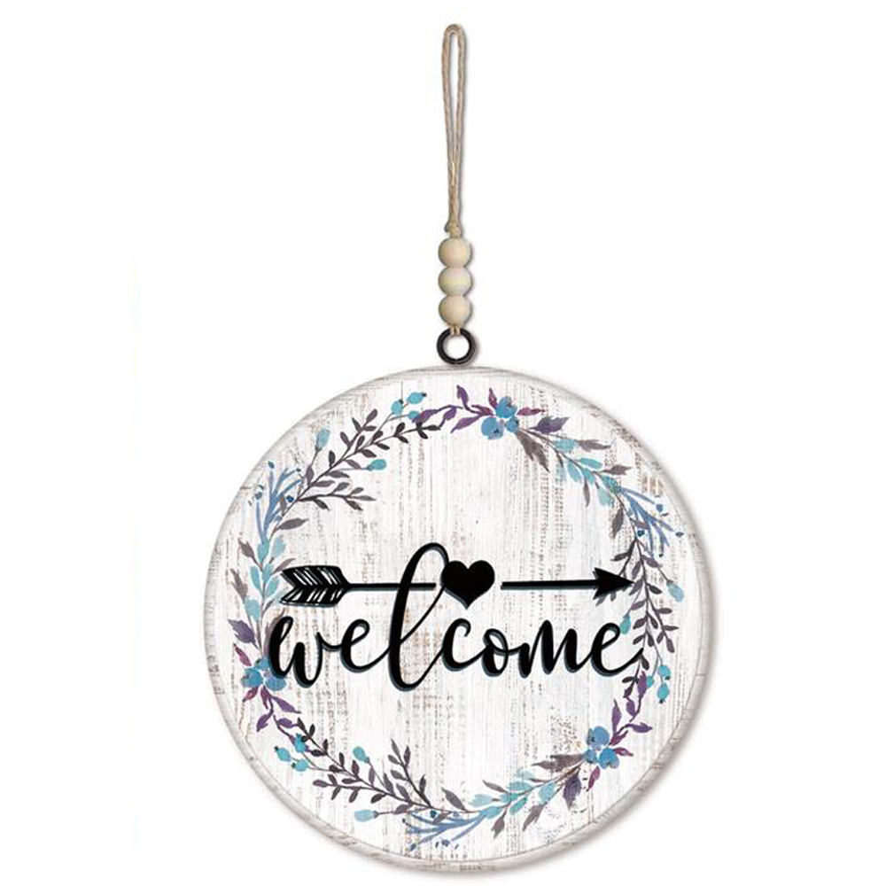 Custom Round Wooden Hanging Front door Welcome Wall Sign plaque board Decorations for Home