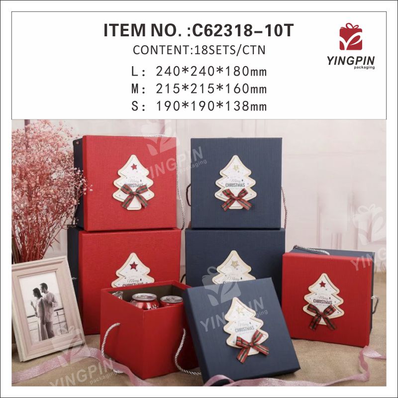 Christmas classical 3 pieces set gift box with hand strip