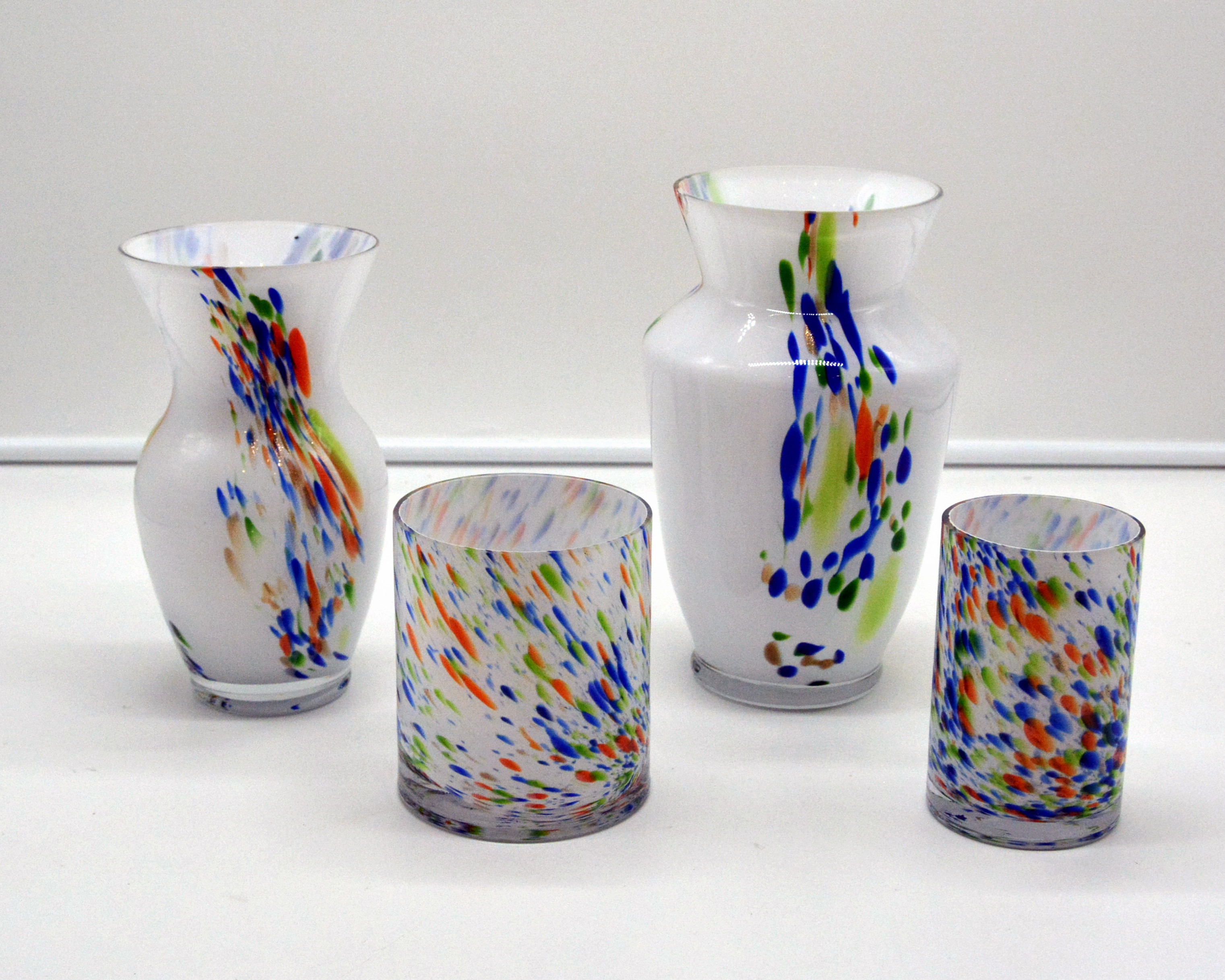 Colourful white glass vase