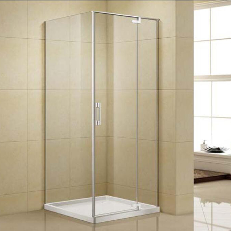 Black modern glass corner shower enclosure on hinge structure