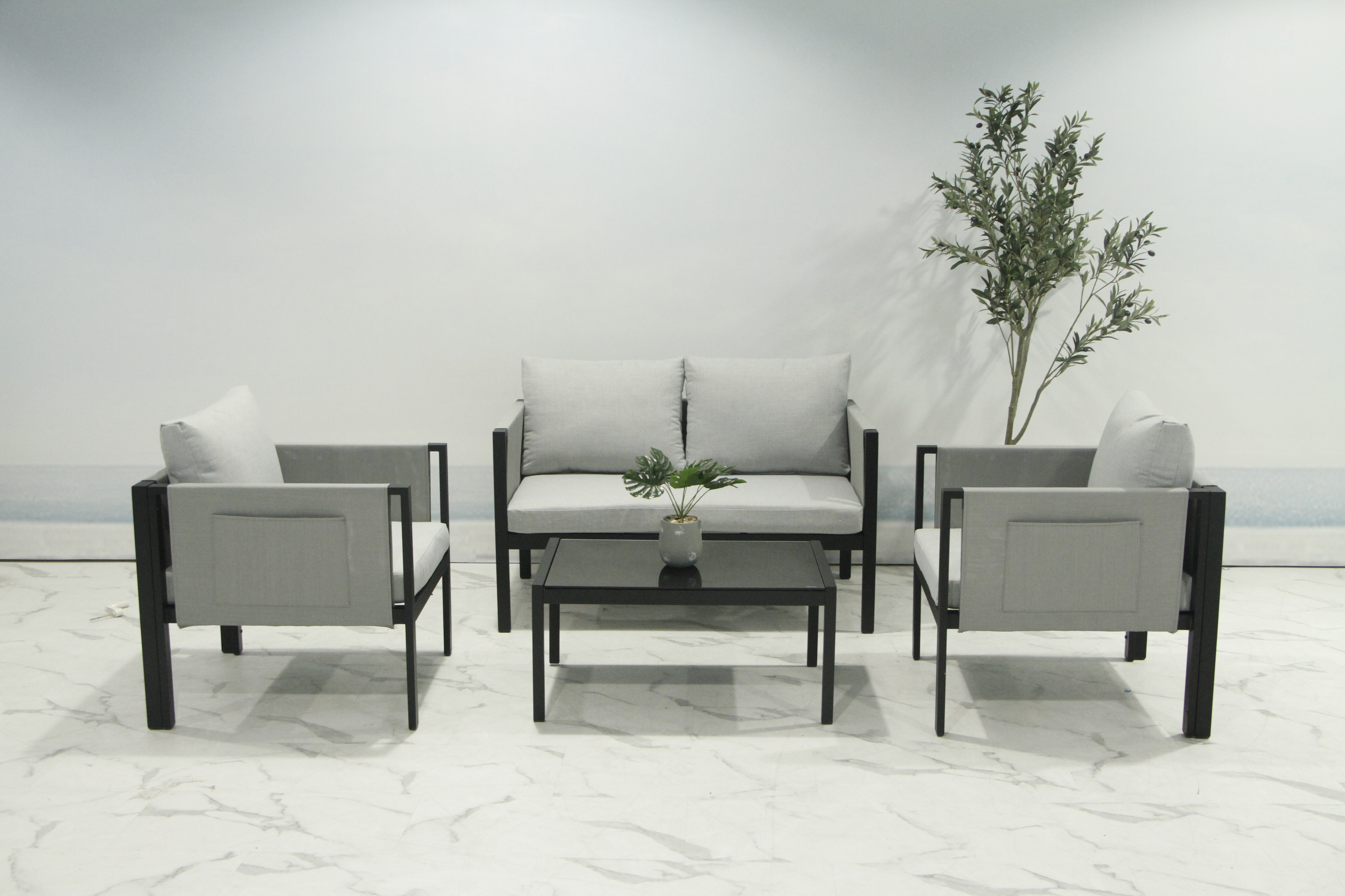 aluminum KD sofa 4 pcs set