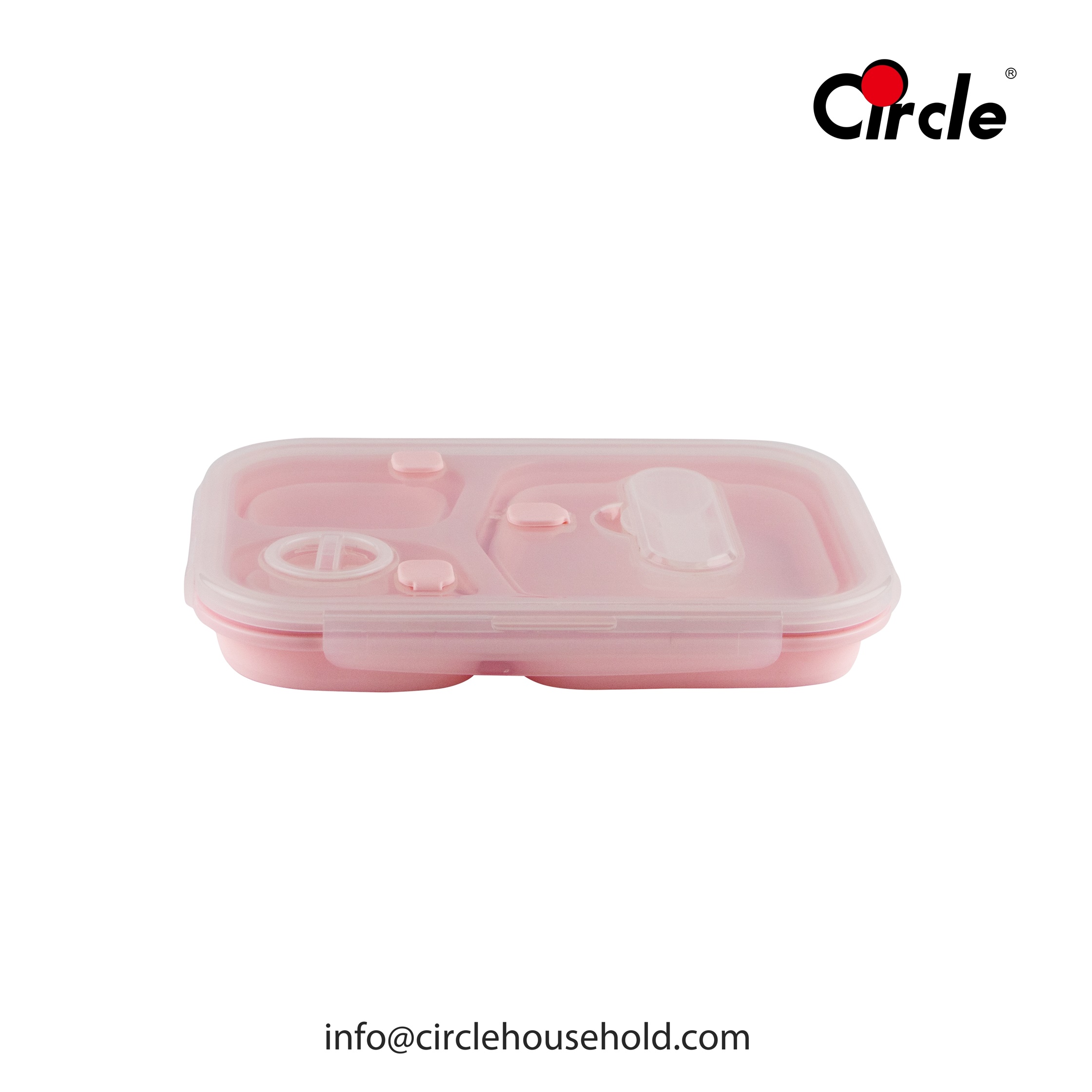 Foldable silicone food container with 3 dividers