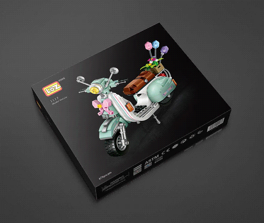 LOZ mini building block car model-Scooter