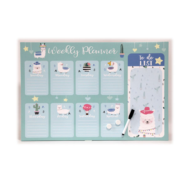 Llama Magnetic Weekly Planner Dry Erase Board, Whiteboard, Notice Board, Memo Board, Writing Calendar Board