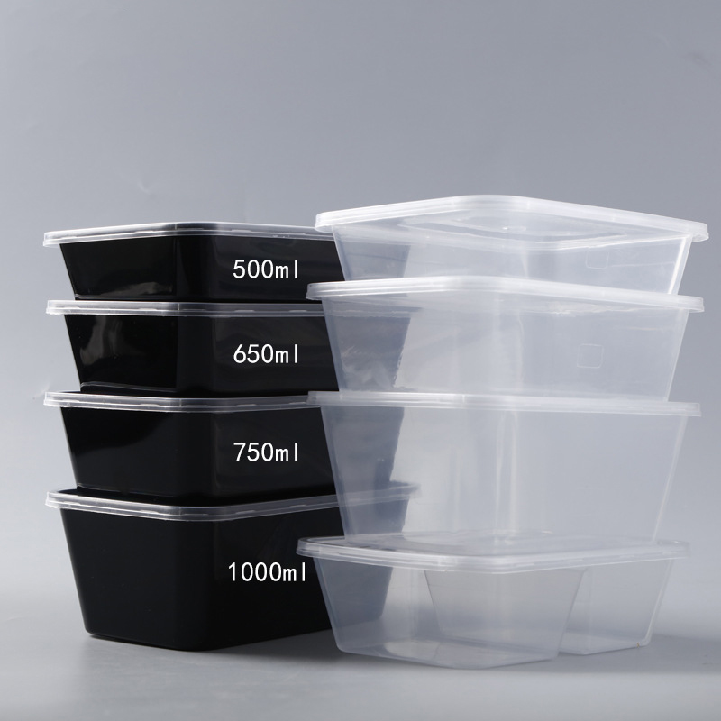 Hot Selling 1000ml Clear Rectangular Disposable Plastic Food Container, PP Microwaveable Food Lunch Box