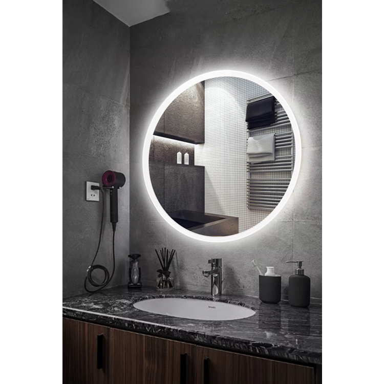 ultra clear NEW design round LED Bathroom with light wall mirror, touch switch, anti-fog IP44 energy-saving Nordic mirror Amazon Best Selling