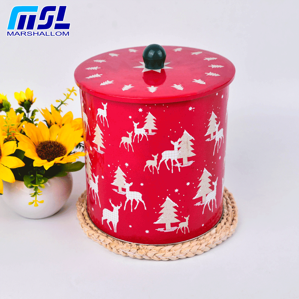 Round tin with handle(Tin box tinbox tin can metal can metal box tinbox)