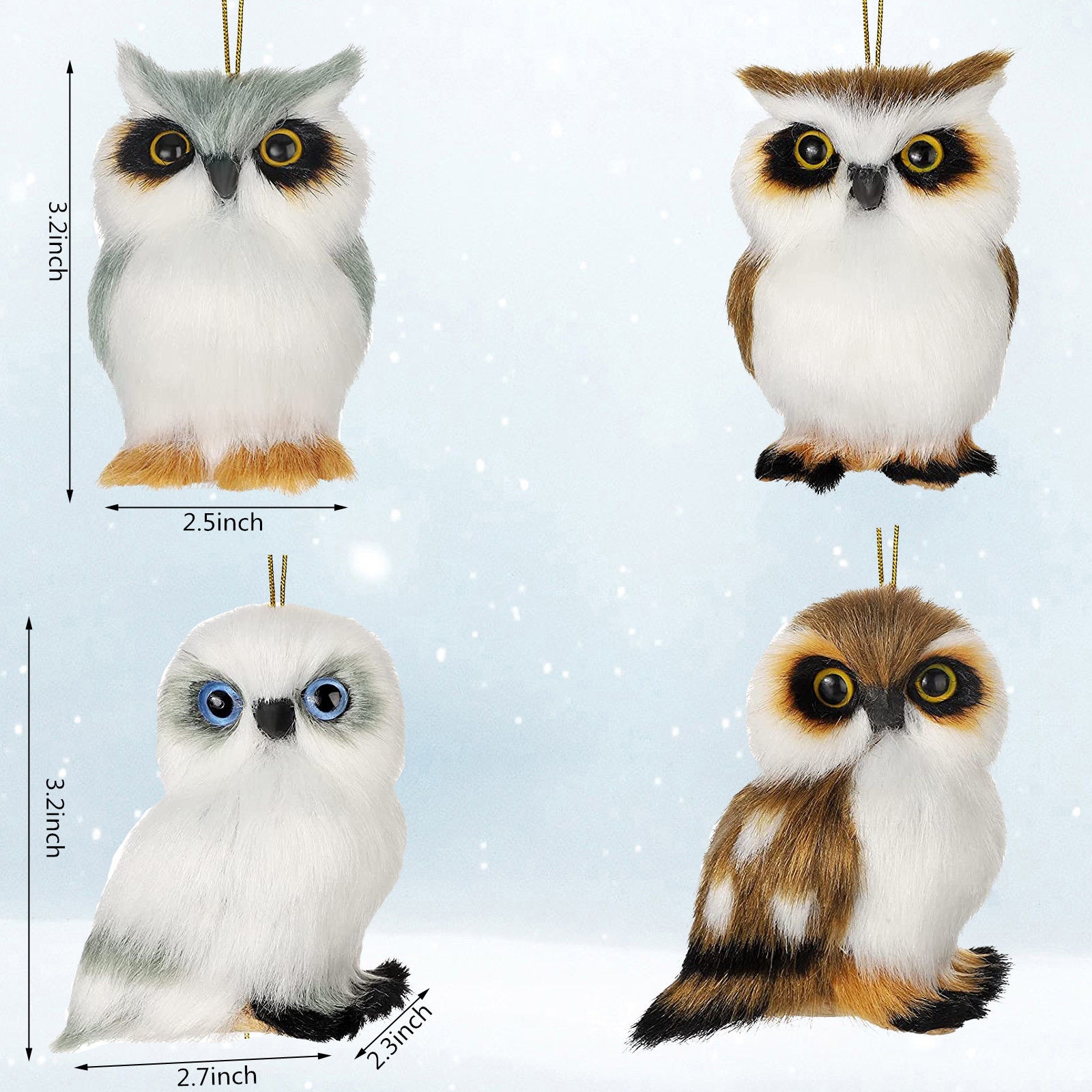Set of four owls