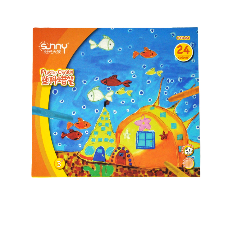 OEM high quality children kids non toxic 24 color plastic crayons