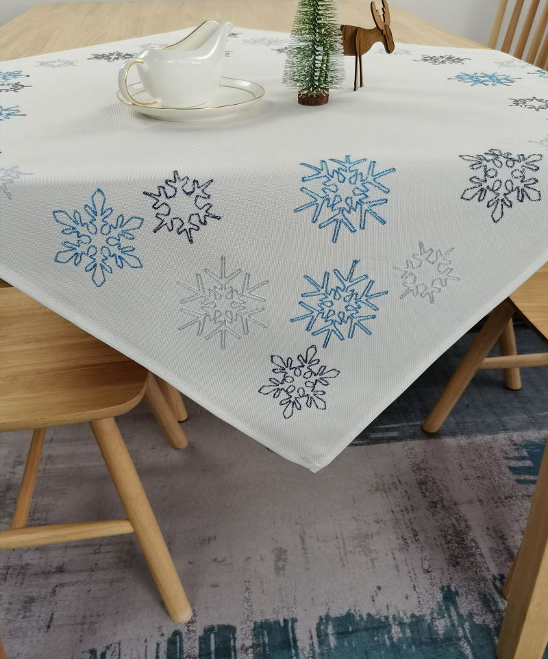 Christmas Snowflakes Embroidered Table Cloth