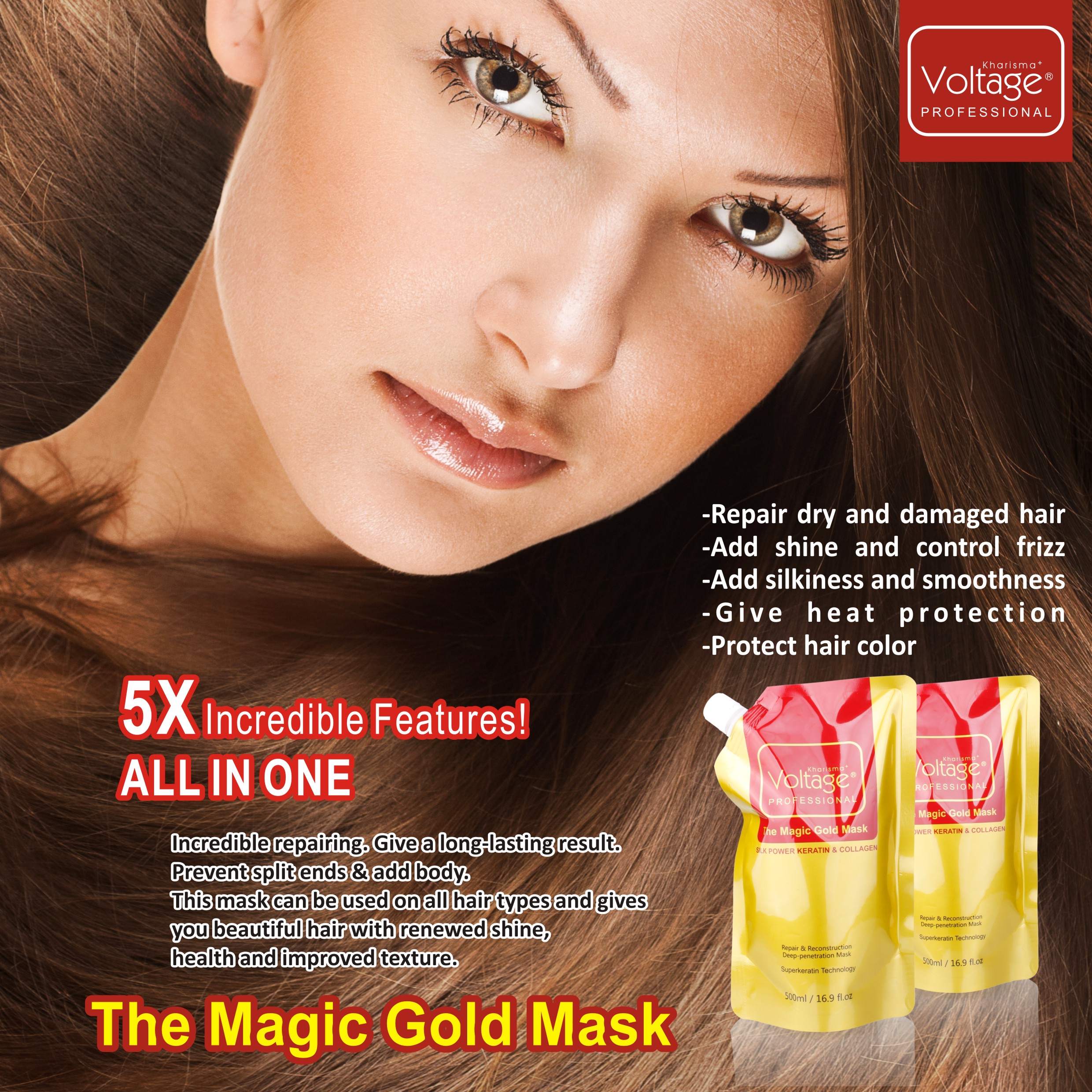The Gold Hair Mask for hair repairing 500ML Keratin and Collagen deep repair essence