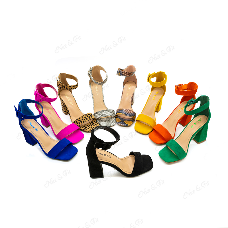 Mgf06-1 Nice&fit Ankle Tie Block Heel Sandals Fashion Colors