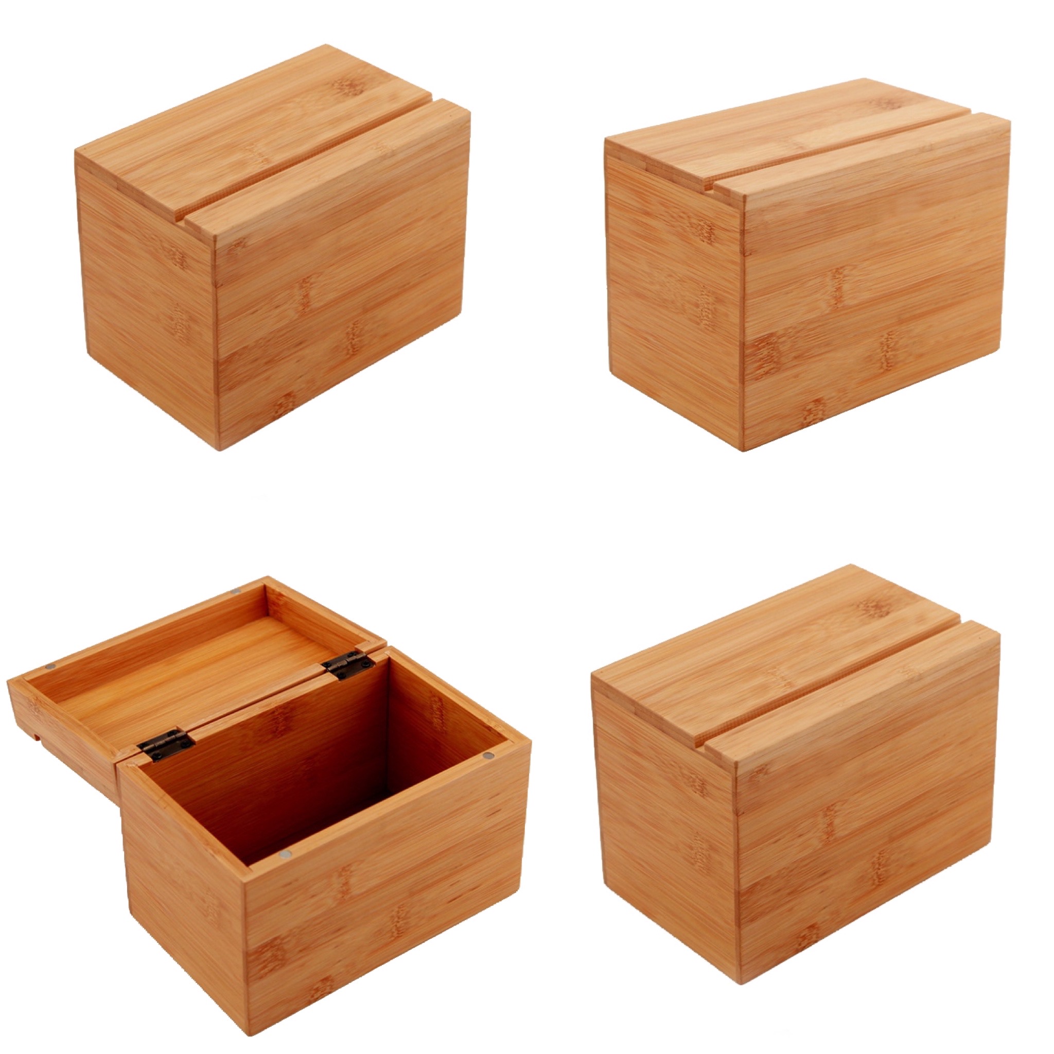 Personalized Bamboo Wood Recipe Box 4X6 Card Holder Memory Box for Kitchen Storage