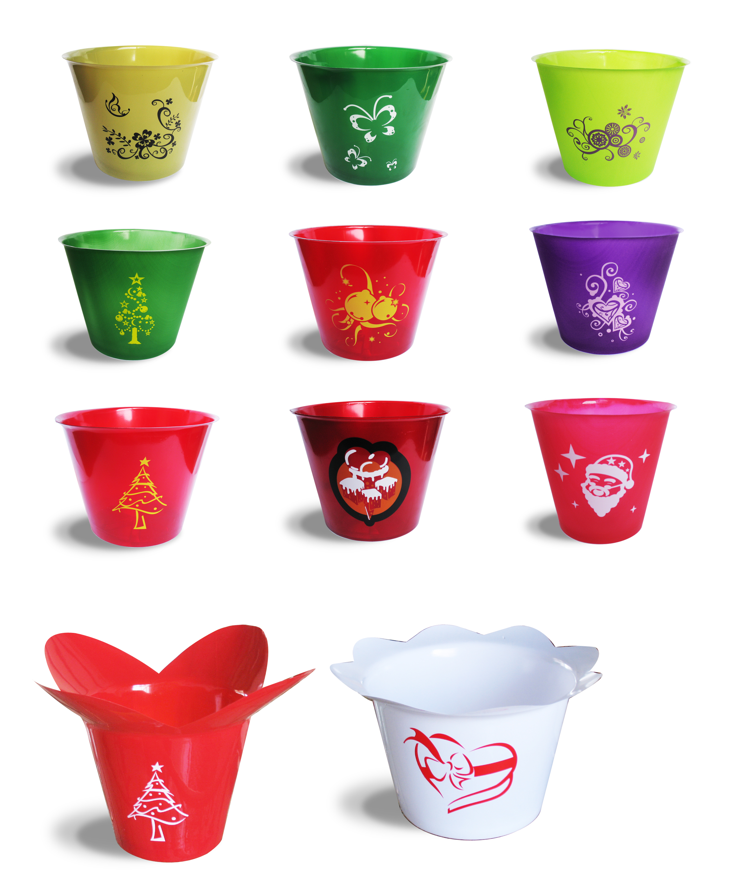 round plastic cover pot with printed