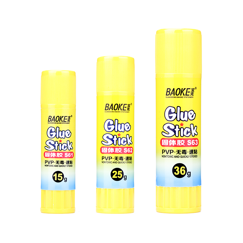 S63 solid glue stick eco-friendly and non-toxic long lasting and strong adhesion PVP quickly sticked glue stick 9g/15g/25g/36g PVP glue stick