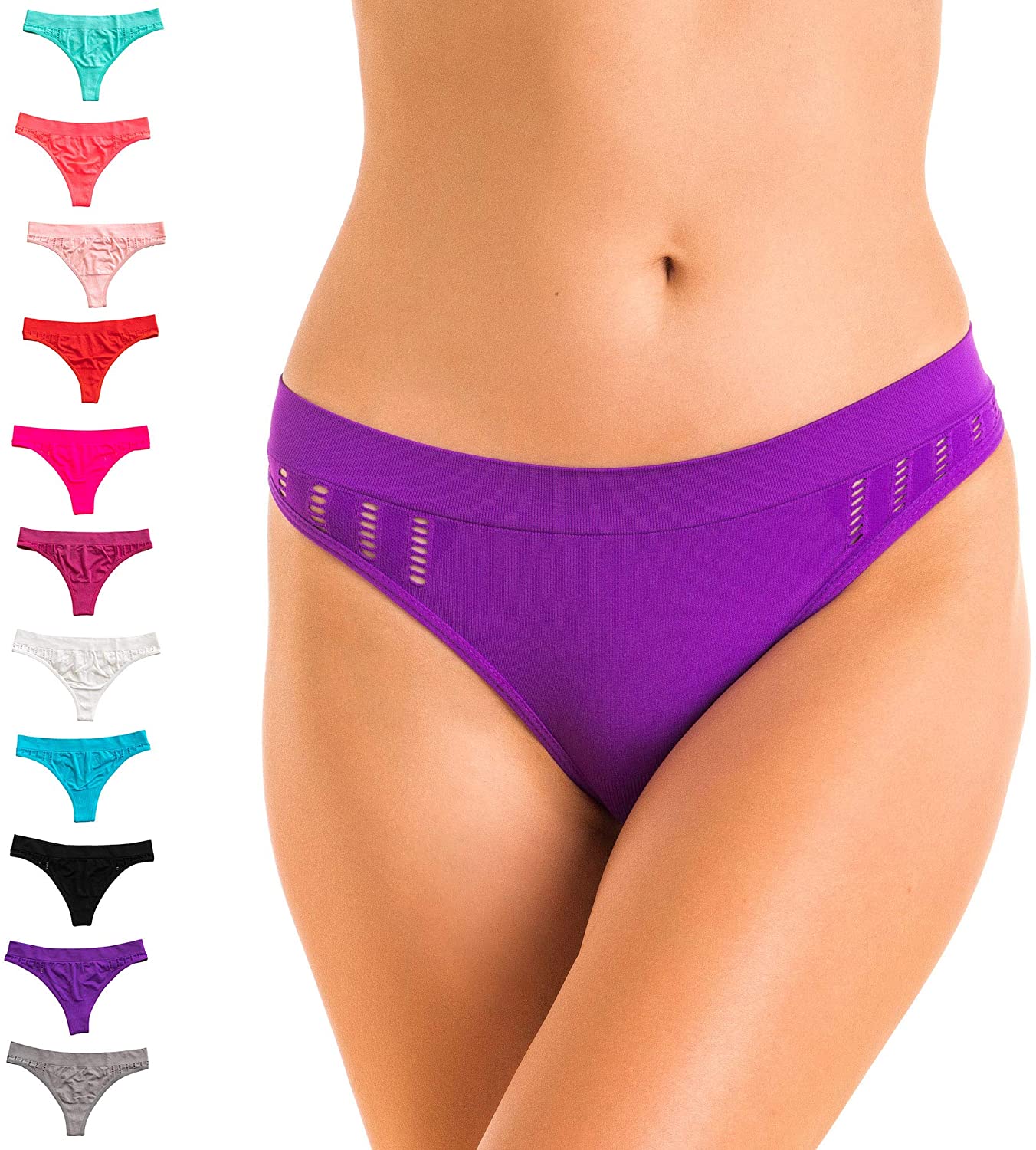 Women's Hipster Panties Seamless Low-Rise Cheekini Panty Soft Stretch Bikini Underwear