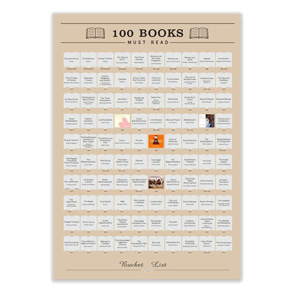 100 Books Scratch Off Poster, Bucket List for Wall