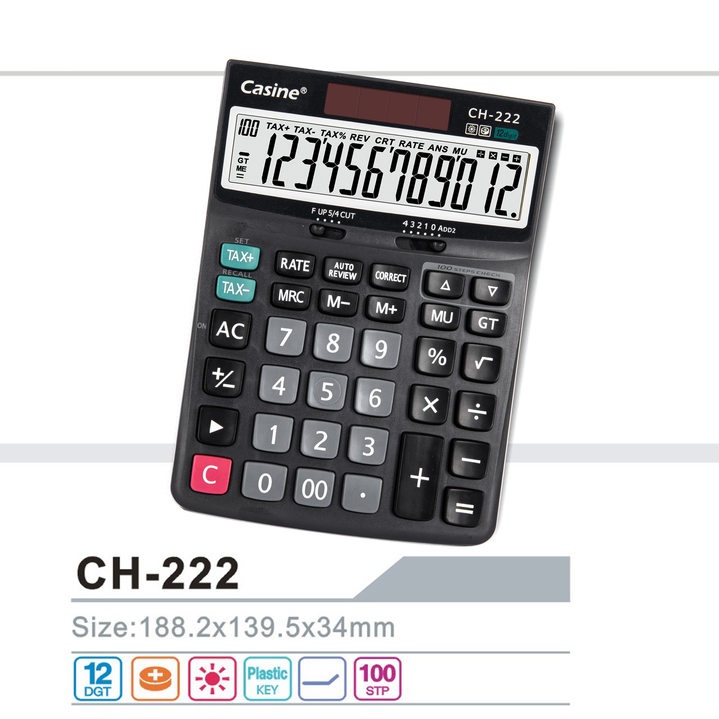 CH-222 - Casine_12-digit Check& correct calculator desktop calculator