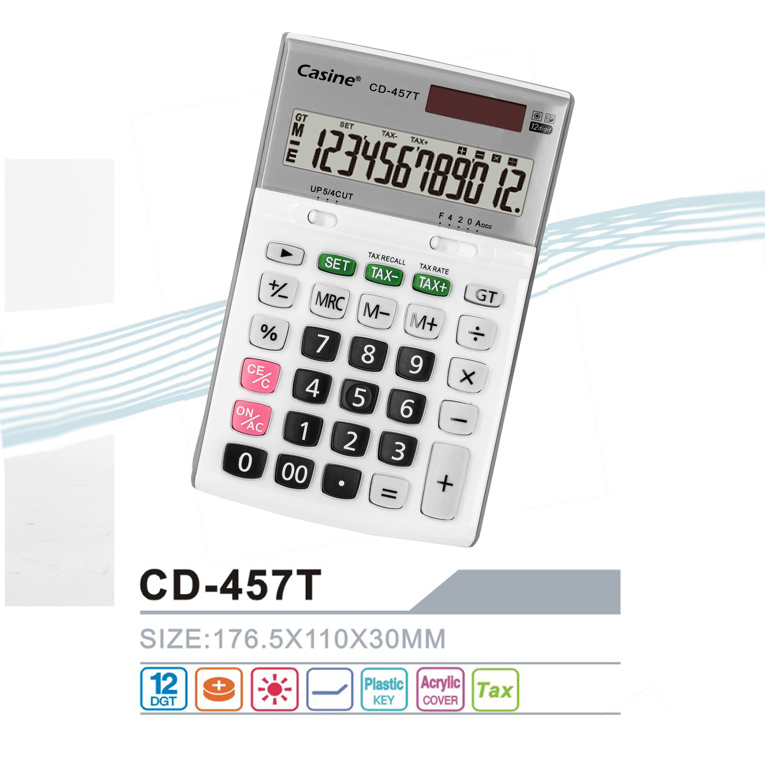 Casine-CD-457T - 12-digit desktop calculator tax calculator