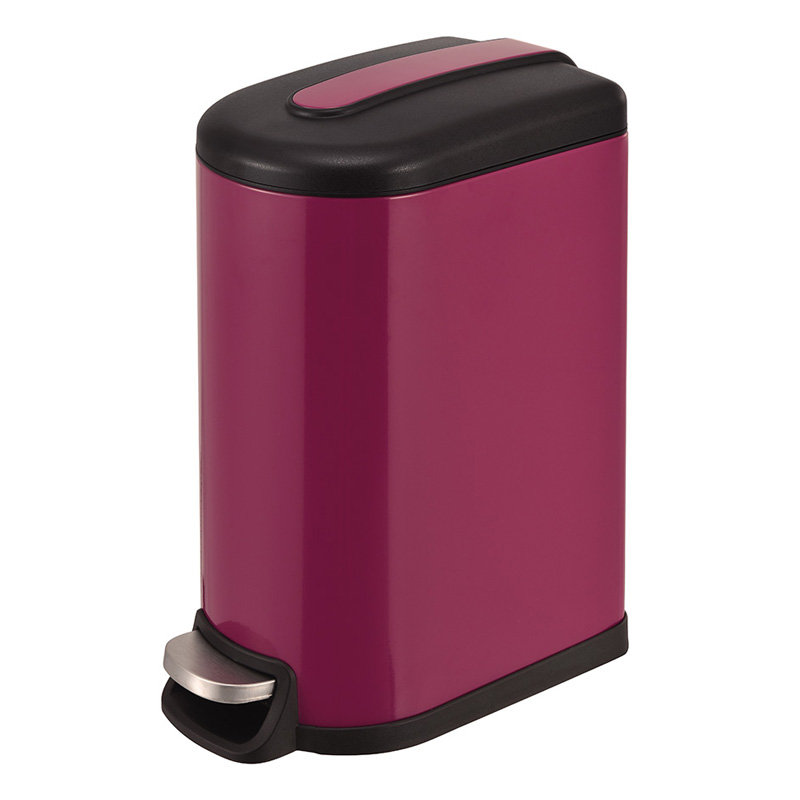 Modern fashion space saving slim design foot pedal stainless steel home office trash can SW6807