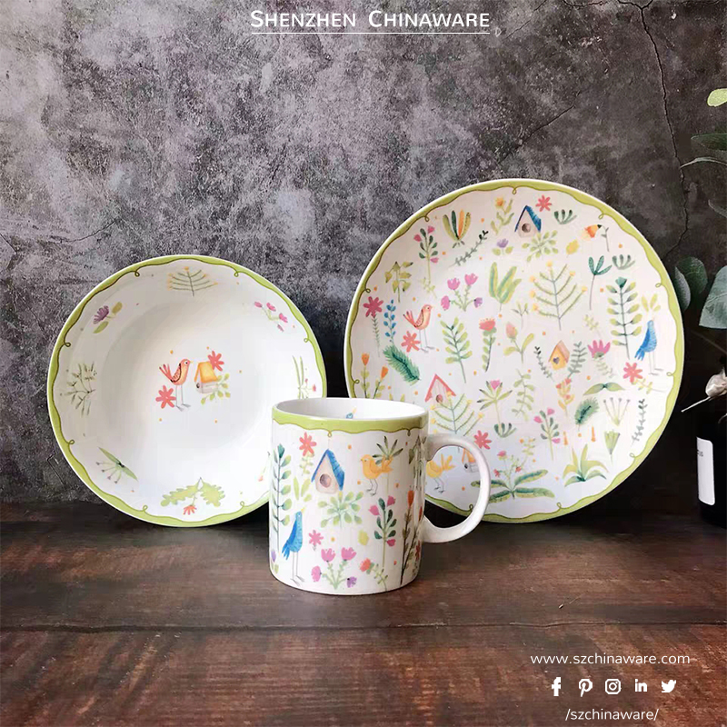 Porcelain New Bone China Tableware OEM for Children Tableware SZChinware Porcelain Children's Dinnerware Set